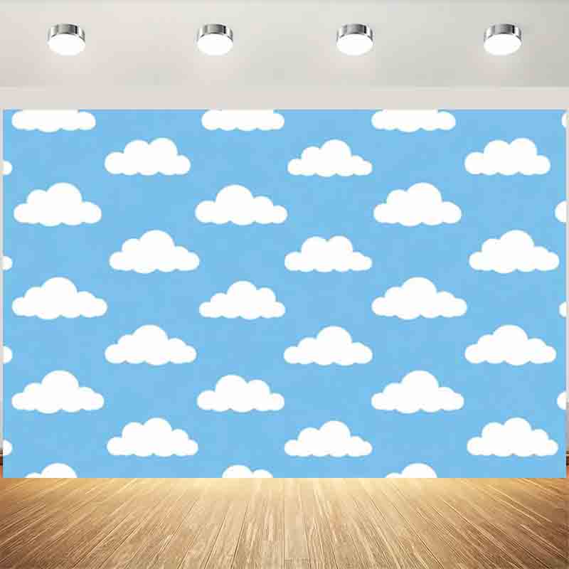 Photography Lighting White Background - 만화 간단한 푸른 하늘 흰 구름