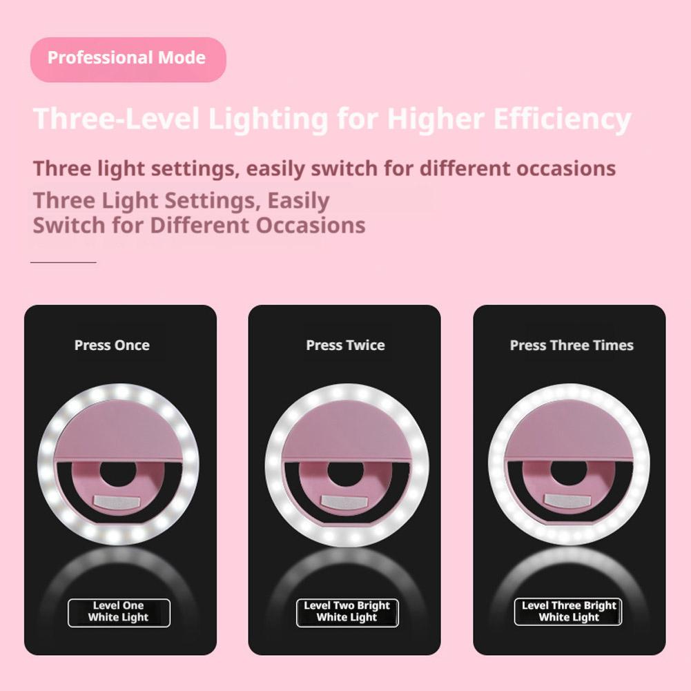 클립형 셀카 링 라이트, 충전식 USB, 3단계 밝기  - Photography Lighting Tool 리뷰 및 가격